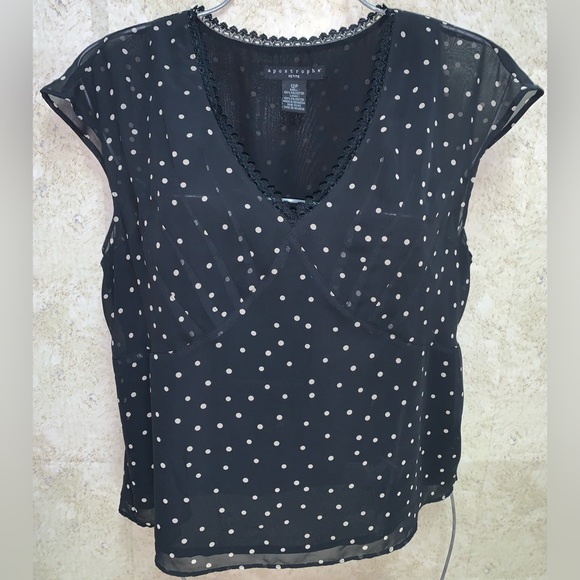 apostrophe Petite polka dot sheer blouse - Picture 3 of 14